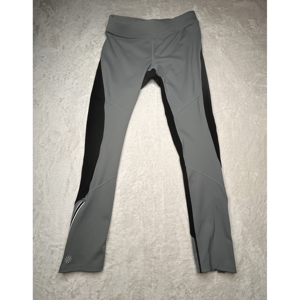 Athleta Homestretch Run Athletic Ankle Zip Yoga Leggings Black Gray Size Small
